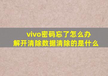 vivo密码忘了怎么办 解开清除数据清除的是什么